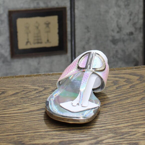 NWT DKNY Women's Flat Slip On Sandal K4169795 Silver Iridescent Halcott 6M - Picture 9 of 13